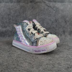 Skechers Shoes Kids 9 Sneakers Twinkle Toes Hi Top Light Up Iridescent Wings Zip